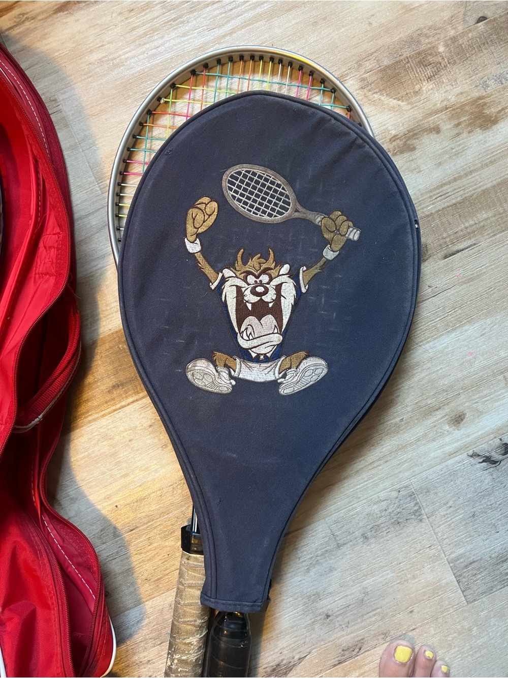 Vintage Warner Bros. Taz Tennis Racket Cover - Black with Brown & White Graphic